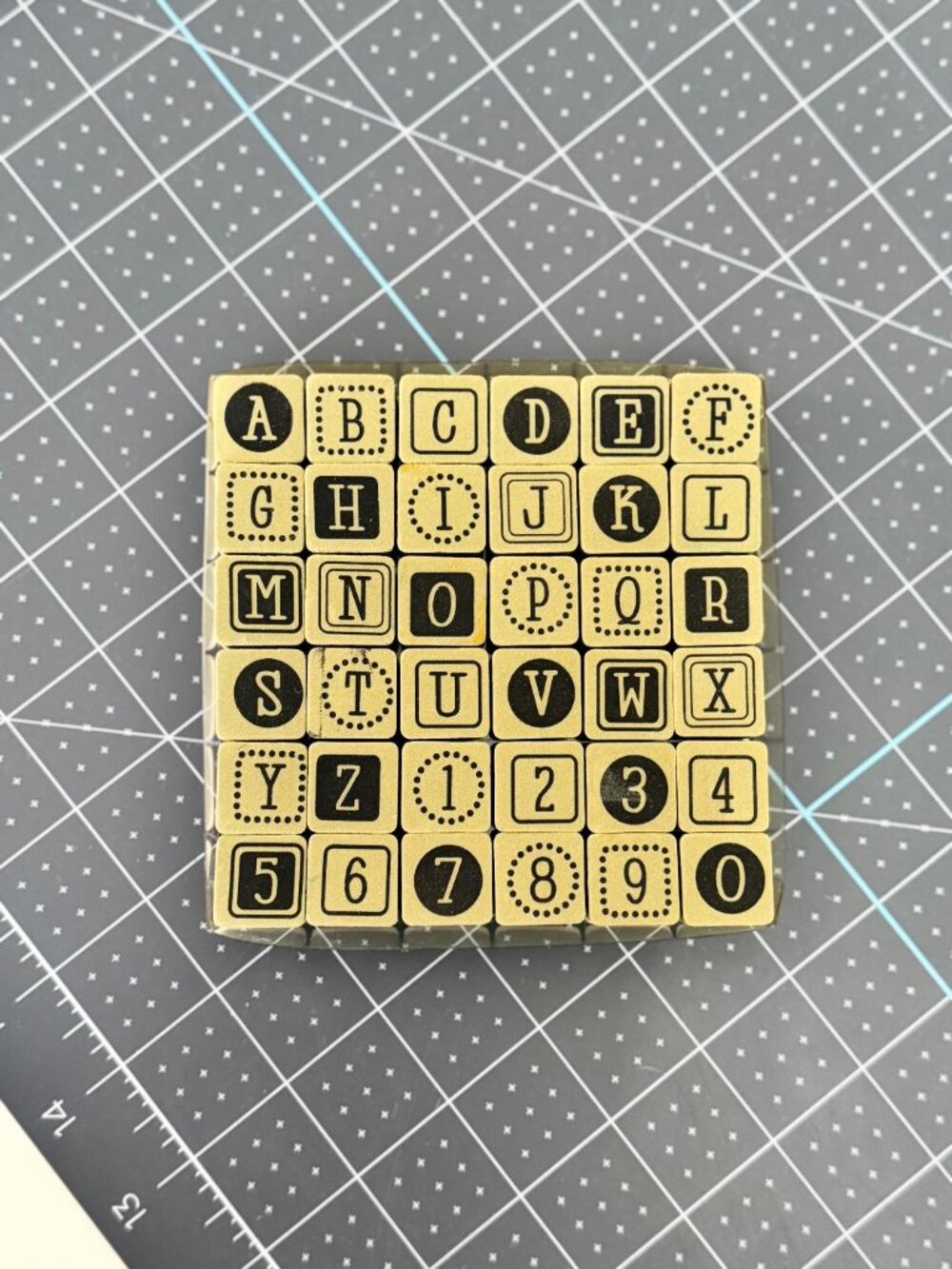 Mini Rubber Stamp Set of Letters and Numbers 3/4 inch 36 pack
